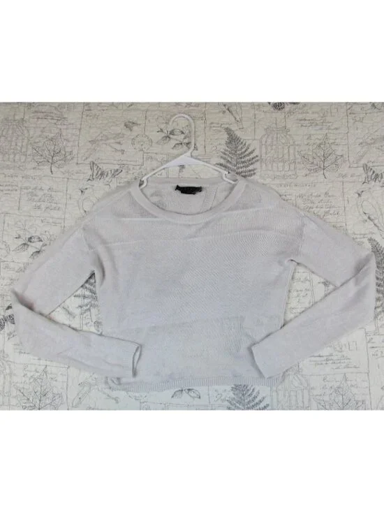 EUC Alice + Olivia gray long sleeve 100% line lightweight open back Sweater SZ S - Picture 3 of 5